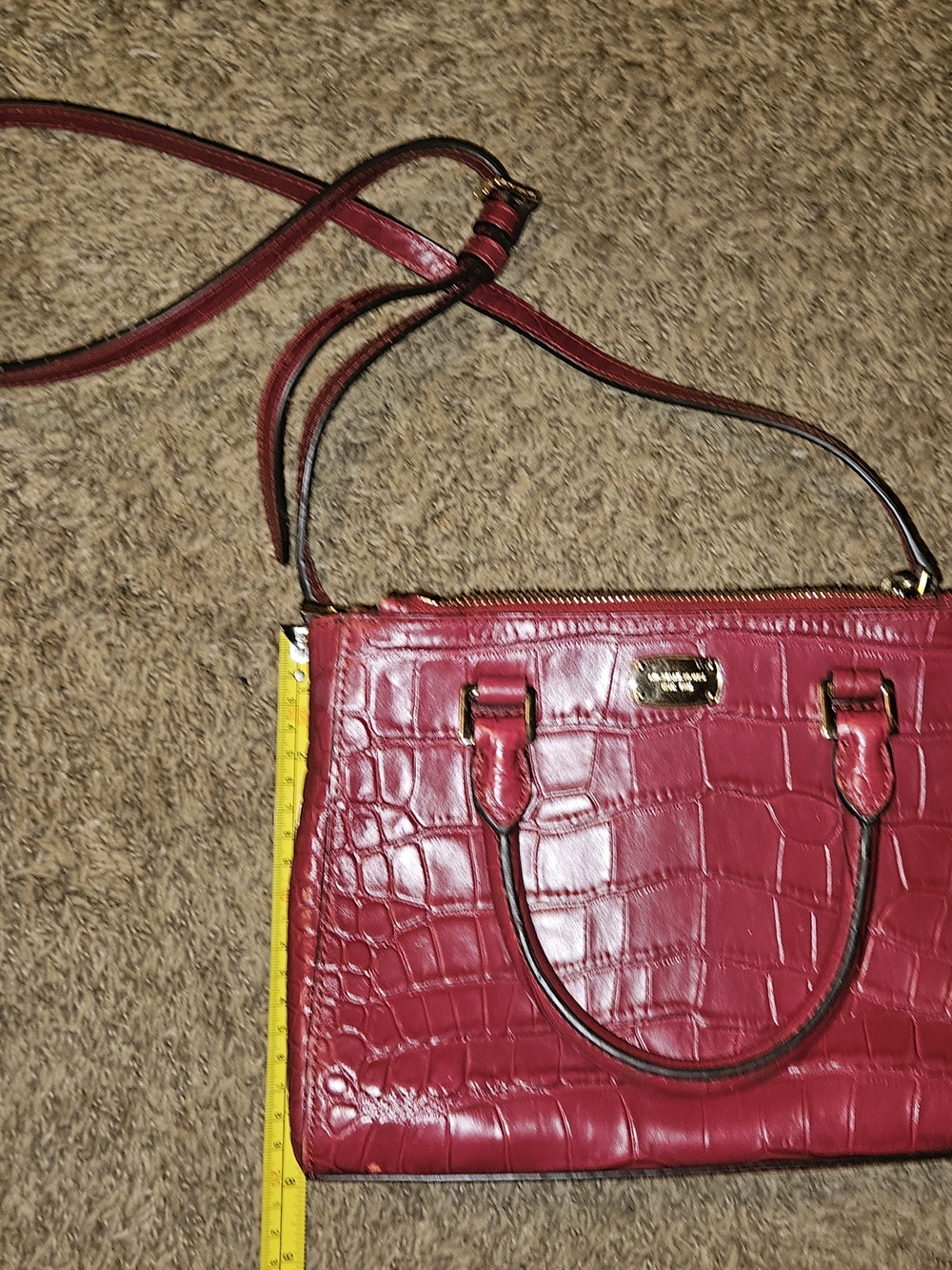 Michael Kors Red Croc-Embossed Leather Hand Or Crossbody Satchel